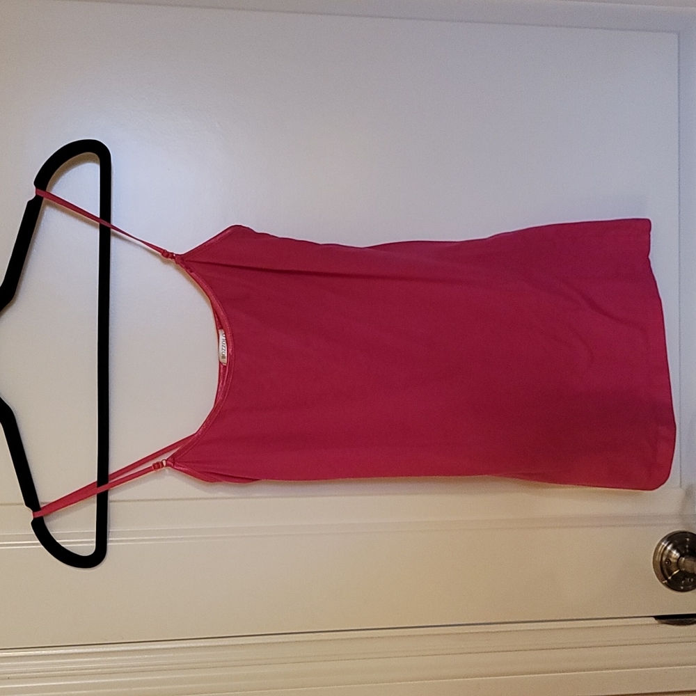 Hot pink cotton and spandex spaghetti strap camisole